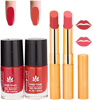 Aroma Care Nail Polish RHYTHM Orange Lipstick Combo 015(Set of 4)