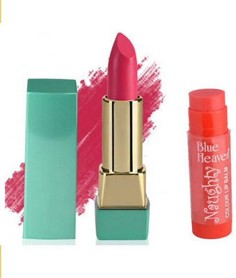 

Blue Heaven Mintz Glossy Lipstick (Rose Blossom) & Naughty Color Lip Balm (Strawberry)(Set of 2)