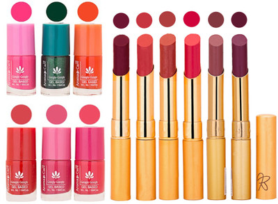 

Aroma Care Perfect Combo of Nail Polish and Rythm Lipstick Popular Shades in Wholesale Rate 2332017132(Set of 12)