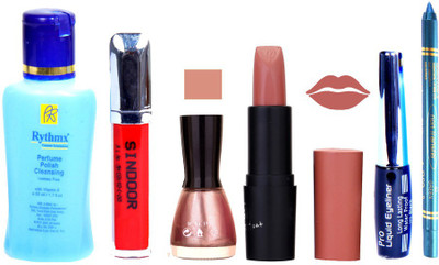 

Rythmx Remover, OTG Lipstick, Sindoor, Nail Polish,EyeLiner, Remover,Turqoise Blue Kajal, Makeup kit Combo 10037(Set of 6)