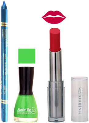 

Rythmx Lipstick , Nail Polish And Turquoise Blue Kajal Makeup Combo 1128(Set of 3)