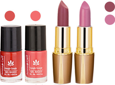 

Aroma Care Orange Nail Polish + Brown Lipstick Combo 29072016109(Set of 4)