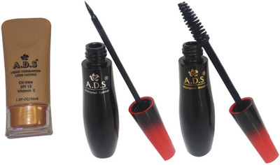 

ADS Liquid Foundation / 1595 Eyeliner / Mascara(Set of 3)