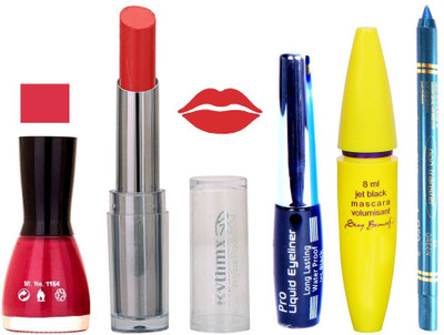 

Rythmx Lipstick, Nail Polish, Kajal, Eyeliner, Mascara, Sindoor, Nail Polish Remover Makeup kit Combo offer Pack of 7(Set of 7)