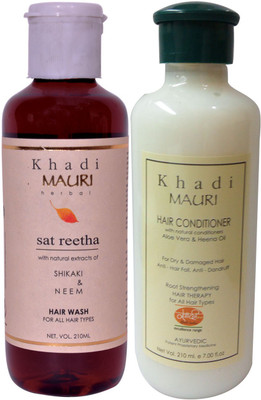

Khadi Mauri Satreetha Shampoo & Herbal Hair Conditioner Combo Pack of 2 Ayurvedic Natural 210 ml each(Set of 2)