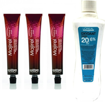 

L'Oreal Paris Professionnel Hair Colour Majirel No 4.56 Browen Red Mahogany Reflect With Oxydant Creme 20 Vol 6% Developer(Set of 4)