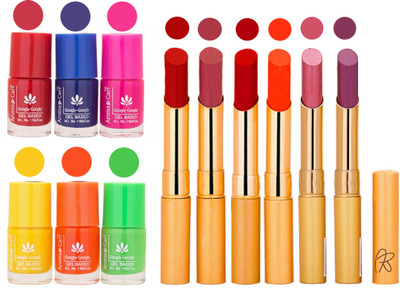 

Aroma Care Makeup Women Nail Polish and Exclusive Long Lasting Lipstick Set 122(Set of 12)