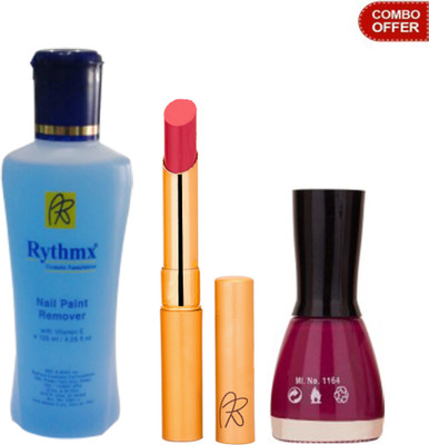 

Rythmx RythmX Magenta Lipstick +Nail Polish Combo 2206201657(Set of 3)