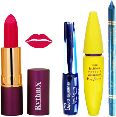 

Rythmx Lipstick ,Black Eyeliner,Kajal, Jet Mascara Makeup Combo Pack(Set of 4)