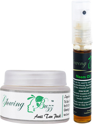 

Glowing Buzz Combo of Natural Anti Tan Pack for Face, Dark Under Arms and Hands and Neem Essential Oil(Set of 2)
