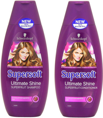 

Schwarzkopf Supersoft Ultimate Shine Superfruit Conditioner 250mL and Shampoo 400 mL(Set of 2)