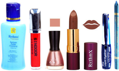 

Rythmx Lipstick ,Remover, Sindoor, Nail Polish,EyeLiner,Turqoise Blue Kajal, Makeup kit Combo 12034(Set of 6)