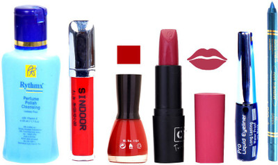 

Rythmx Remover, OTG Lipstick, Sindoor, Nail Polish,EyeLiner, Remover,Turqoise Blue Kajal, Makeup kit Combo 10018(Set of 6)