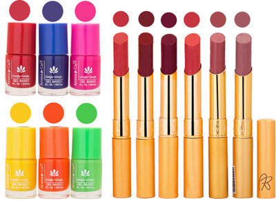 

Aroma Care Makeup Women Nail Polish and Exclusive Long Lasting Lipstick Set 94(Set of 12)