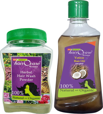 

Hairocare Hair Care - Herbal Wash Powder (150g) + Vettiver Oil (200ml)(Set of 2)