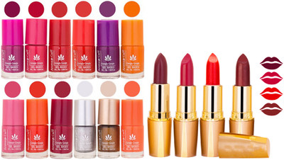 

Aroma Care Gel Nail Polish Set Quick Dry, Long Lasting and Creamy Matte Lipstick Combo 1212(Set of 16)