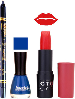 

Fashion Bar Nail Polish , OTG Lipstick , Black Kajal Combo 39(Set of 3)