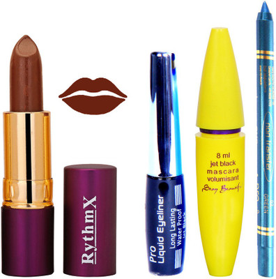 

Rythmx Lipstick ,Black Eyeliner,Kajal, Jet Mascara Makeup Combo Pack(Set of 4)