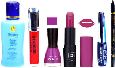 

Rythmx Remover, OTG Lipstick, Sindoor, Nail Polish,EyeLiner, Remover,Black Kajal, Makeup kit Combo 10112(Set of 6)