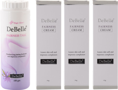 

DeBelle 50g Fairness Cream (Combo of 3) & 100g Fairness Talc(Set of 4)