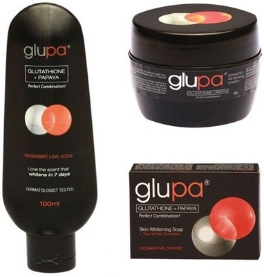 

Glupa Glutathione And Papaya Whitening Lotion, Cream & Soap(Set of 3)
