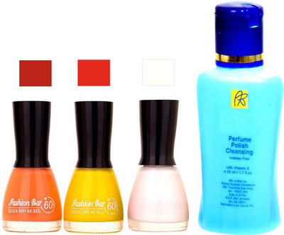 

Fashion Bar Nail Polish Remover Peach,Yellow,White Nail Polish 52450(Set of 4)