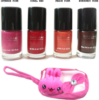 

Oriflame Sweden Pure colour Nail polish mini set of 4 with carry pouch 6 ml(Set of 5)