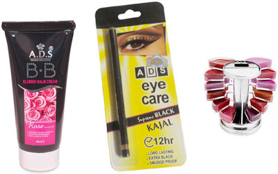 

ADS BB Cream / Eye Care Kajal / Lipgloss Palette(Set of 3)