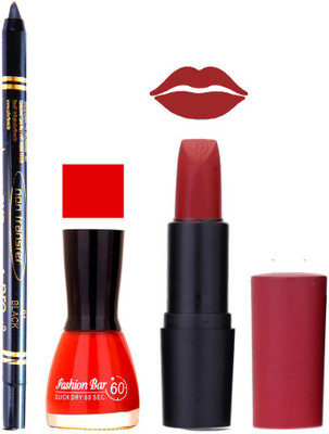 

Fashion Bar Nail Polish , OTG Lipstick , Black Kajal Combo 37(Set of 3)