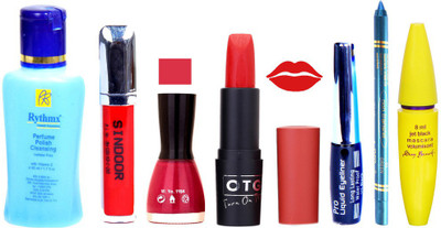 

Rythmx Remover + OTG Lipstick And Nail Polish, Eyliner, Sindoor, Kajal, Mascara Makeup Combo(Set of 7)