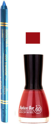 

Fashion Bar Cherry Red Nail Polish With Pro Non Transfer Turquoise Blue Kajal 72(Set of 2)