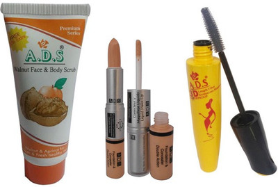 

ADS Walnut face & Body Scrub / Mascara / Foundation & Concealer Double Action(Set of 3)