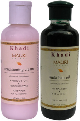 

Khadi Mauri Conditioning Cream Shampoo & Amla Hair Oil Combo Pack of 2 Ayurvedic Natural 210 ml each(Set of 2)