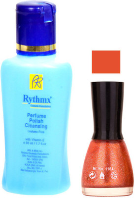 

Rythmx Gotch Glitter Orange Shades Nail Polish With Extra Strenth Polish remover 48051(Set of 2)