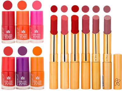 

Aroma Care Nail Polish Set and Rythm Lipstick Sets ( Modern Shades) 1803201760(Set of 12)