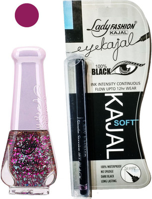 

Lady Fashion Nail Polish&Kajal Combo(Set of 2)