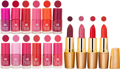 Aroma Care Lot of 12 Insta Dri Nail Polish and Creamy Matte Rythm Lipsticks Classic Combo Set 180(Set of 16)