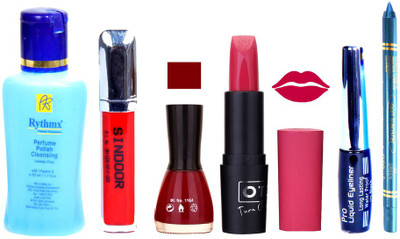 

Rythmx OTG Lipstick, Sindoor, Nail Polish,EyeLiner, Remover,Turqoise Blue Kajal, Makeup kit Combo 10019(Set of 6)