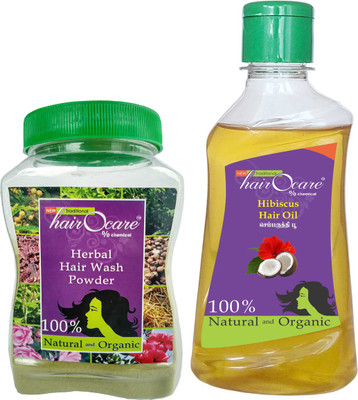 

Hairocare Hair Care - Herbal Wash Powder (150g) + Hibiscus Oil (200ml) - Natural conditioner(Set of 2)