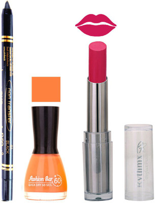 

Rythmx Lipstick , Nail Polish And Stay On Black Kajal Makeup Combo 1068(Set of 3)