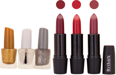 

Rythmx NEW NEON IMPORTANT NAIL POLISHES AND BLACK LIPSTICKS COMBO 062(Set of 6)