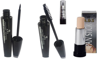 

ADS Waterproof Eyeliner / Mascara / Pan Stick Concealer / Kajal(Set of 4)