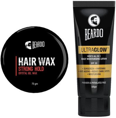 

Beardo BEARDO HAIR WAX - Strong Hold (75gm) And Ultraglow Lotion (100gm).(Set of 2)