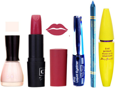

Rythmx Lipstick, Nail Polish, Eyeliner,Turqoise Blue Kajal Makeup Combo Kit 1247(Set of 5)