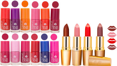 

Aroma Care Lot of 12-piece Surprise Nail Polish Set and Rythm Lipsticks Combo 108(Set of 16)