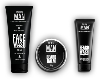 

The Real Man Oil Control and Energising Face Wash (100ml), Beard Balm (50g) & Beard Wash (50ml)(Set of 3)