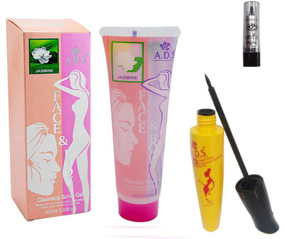 

ADS Cleansing Jasmine scrub gel / Kajal With Eye liner(Set of 3)