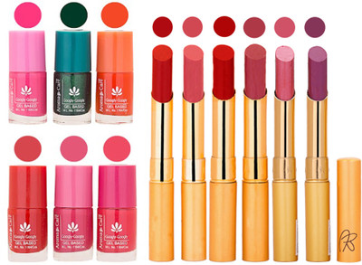 

Aroma Care Perfect Combo of Nail Polish and Rythm Lipstick Popular Shades in Wholesale Rate 2332017058(Set of 12)