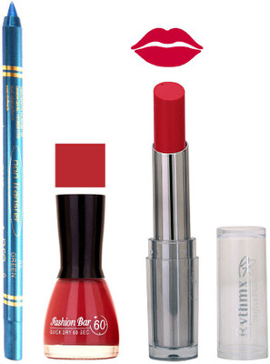 

Rythmx Lipstick , Nail Polish And Turquoise Blue Kajal Makeup Combo 1117(Set of 3)