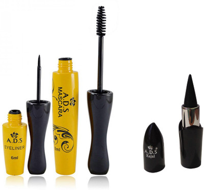 

ADS Combo pack of Eyeliner mascara with PhotoGenic Ultimate Black Kajal(Set of 3)